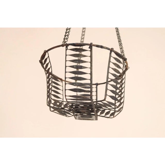 Charcoal Antique American Primitive Hanging Wire Egg Basket / Planter For Sale - Image 8 of 18