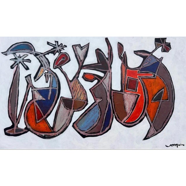 Large Abstract Mid-Century Painting by Artist Kenneth Joaquin (36” X 60”) For Sale - Image 9 of 9