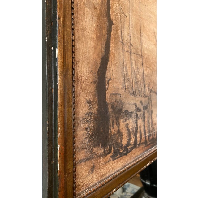 French Trumeau Mirror With Oil Painting on Canvas For Sale In Tulsa - Image 6 of 10