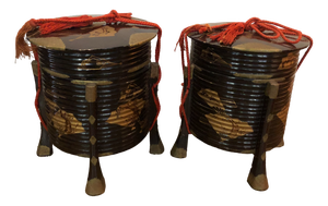 Lacquered Wooden Hokai Boxes, 1830, Set of 2
