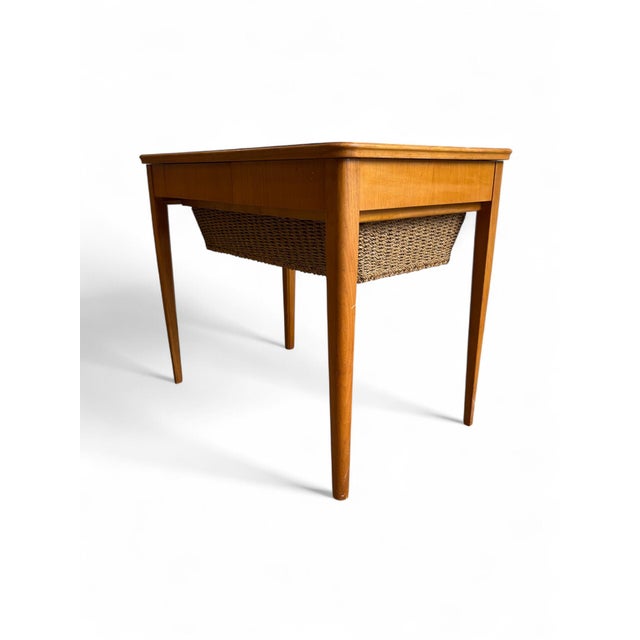 Scandinavian Modern Sewing Table in Teak and Cane, 1950s For Sale - Image 6 of 6