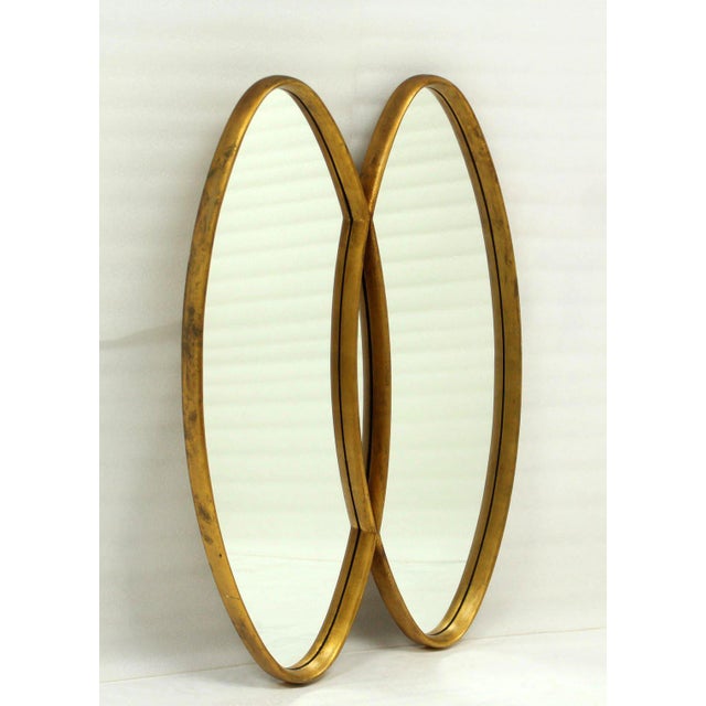 Mid Century Modern Dual Interlocking Oval Gold Frame Mirror | Chairish