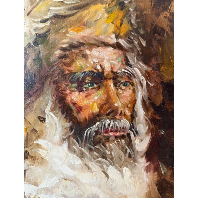 1980s Share Large Vintage Original Expressive American Indian Roy Pierce Oil Painting Canvas For Sale - Image 5 of 11