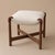 Handmade Black Walnut Footstool — Foot Rest Ottoman With Bouclé Cushion & Leather Straps For Sale - Image 4 of 5