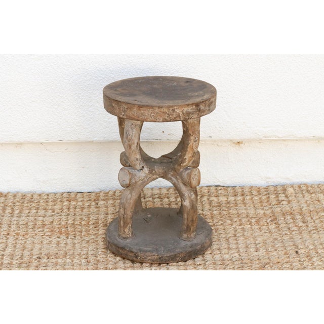 Tribal Antique Oxidized Wood Spider Stool For Sale - Image 3 of 9