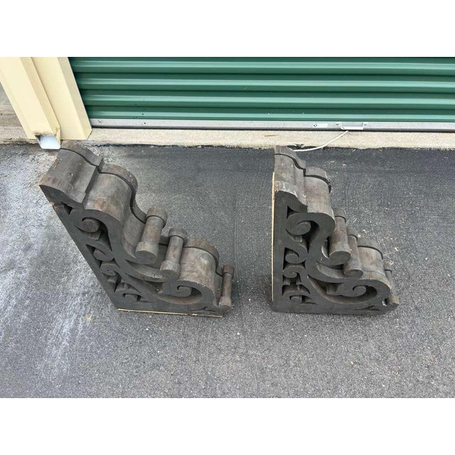 Victorian Pair of Cast Iron Decorative Shelf Brackets For Sale - Image 3 of 5