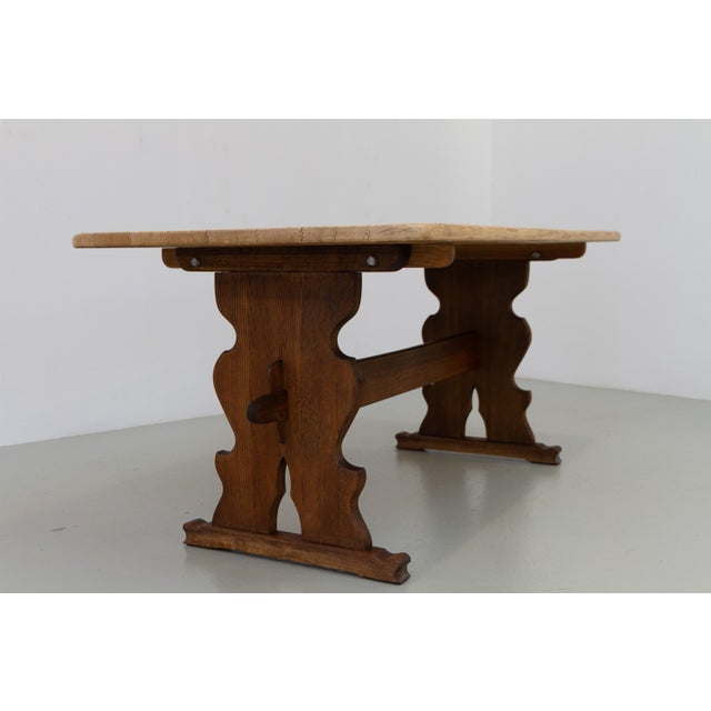 Mid-Century Modern Vintage Danish Brutalist Oak Dining Table, 1960s For Sale - Image 3 of 18