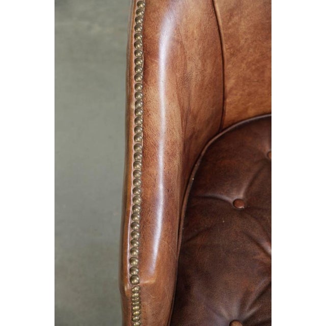 Animal Skin Desk Chair In Cognac-colored Cowhide Leather For Sale - Image 7 of 12