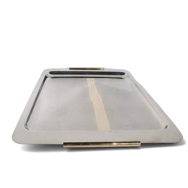 Mid 20th Century Post Modern Inox 18/10 Stainless Steel and Brass Tray Made in Italy For Sale In New York - Image 6 of 10