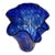 Vintage MCM Murano Style Cobalt Blue Swirl Pattern Ruffled Rim Art Glass Vase For Sale