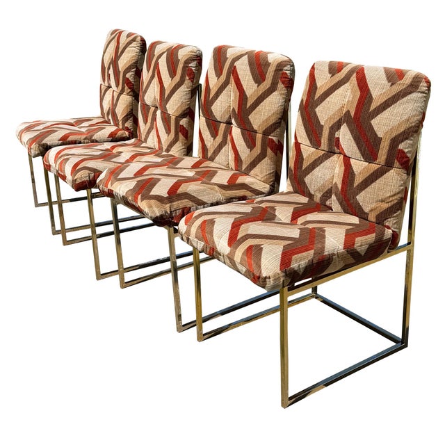 A striking set of four vintage Modernist dining or game chairs by Cal-Style Furniture Mfg. Co. of Compton, California,...