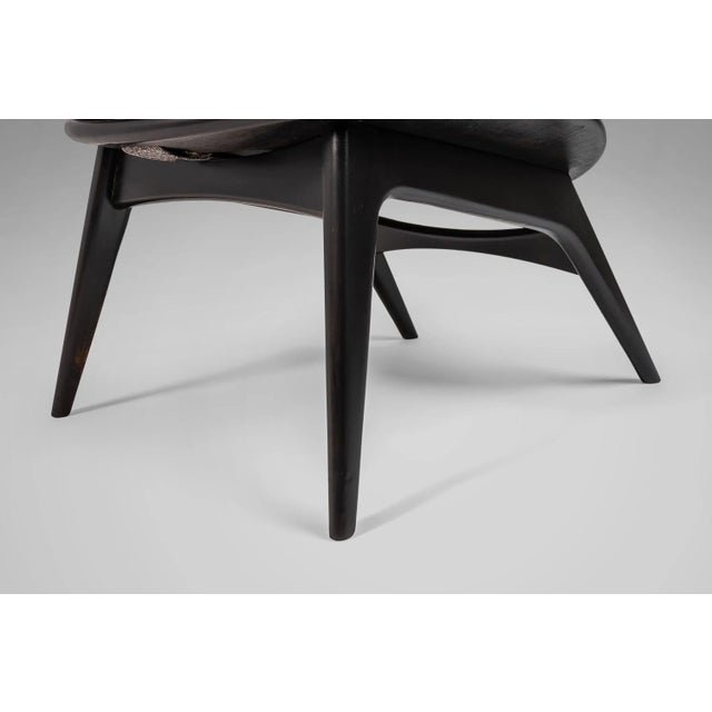 Ib Kofod-Larsen for Selig Ebonized Hoop Chair - Peacock Chair with Patinaed Leather, Denmark For Sale - Image 10 of 11