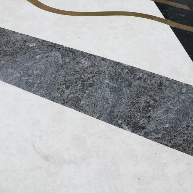 Tavola Oggetti Marble and Brass Abstract Inlaid Coffee Table For Sale - Image 4 of 6