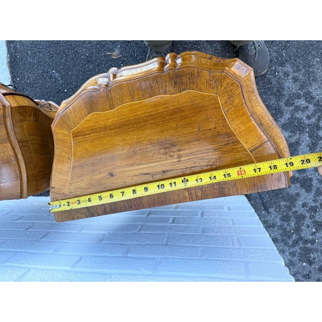 Pair of Antique Italian Rococo Venetian Louis XIV Style Bombe Burl Walnut Chests. For Sale - Image 16 of 17