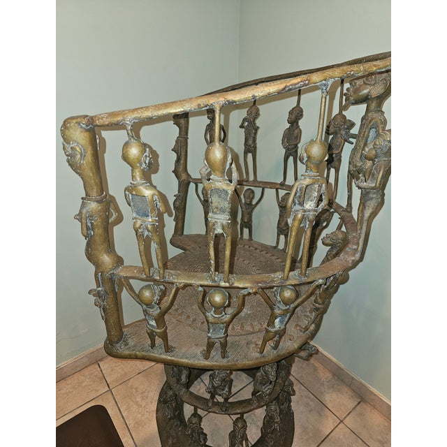 Mid 20th Century Cameroon Bronze Female Ceremonial Throne For Sale - Image 12 of 14