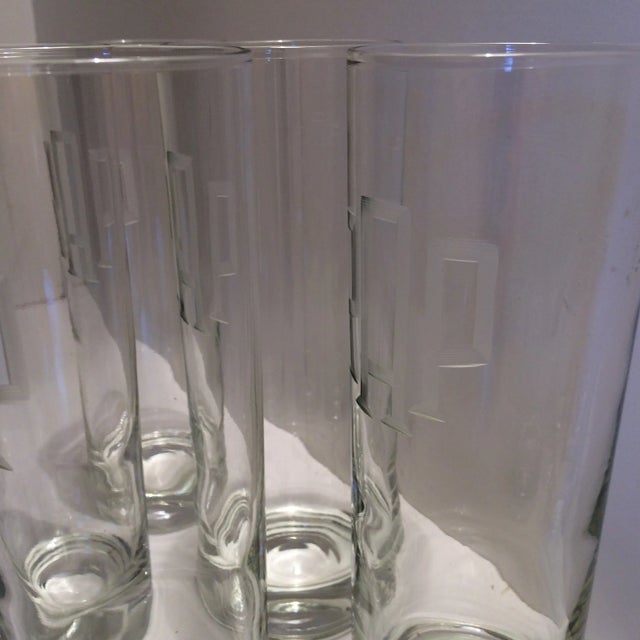 1940's Crystal Etched "rap" Monogram Hi-ball Glasses - Set of 5 For Sale In Sacramento - Image 6 of 11