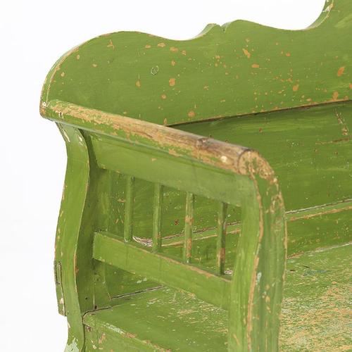 Rustic Folk Art Farmhouse Painted Pine Bench For Sale - Image 10 of 11