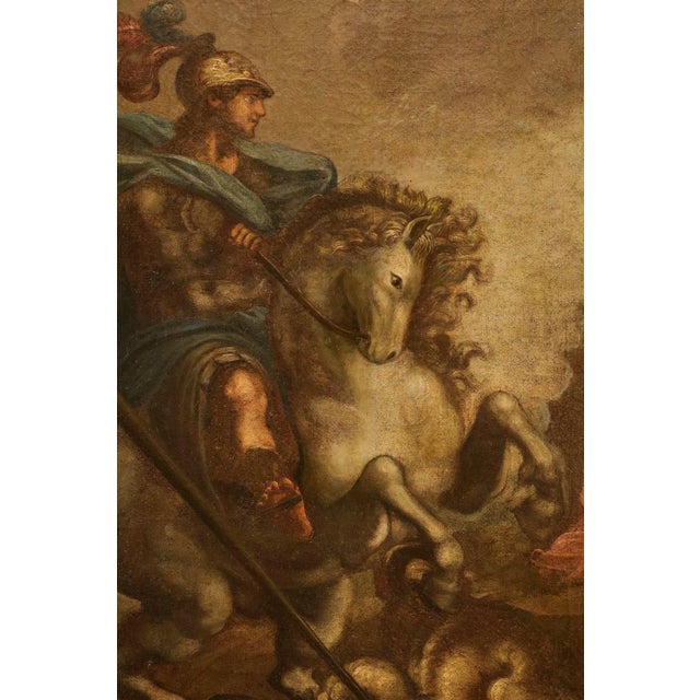 Tuscan School Artist, Saint George and the Dragon, 18th Century, Oil Painting on Canvas, Framed For Sale - Image 10 of 15