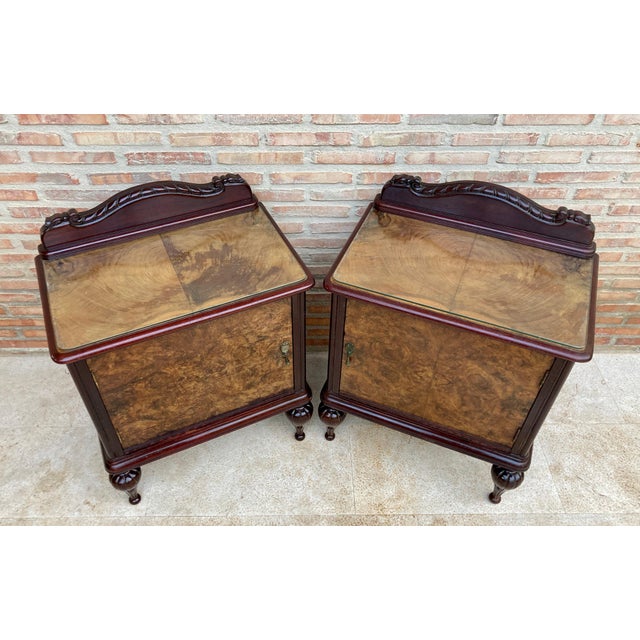 Mid 20th Century Spanish Nightstands in Wood Set of 2 For Sale - Image 9 of 18