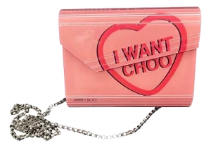 21st Century Jimmy Choo Pink Heart Acrylic Clutch Bag