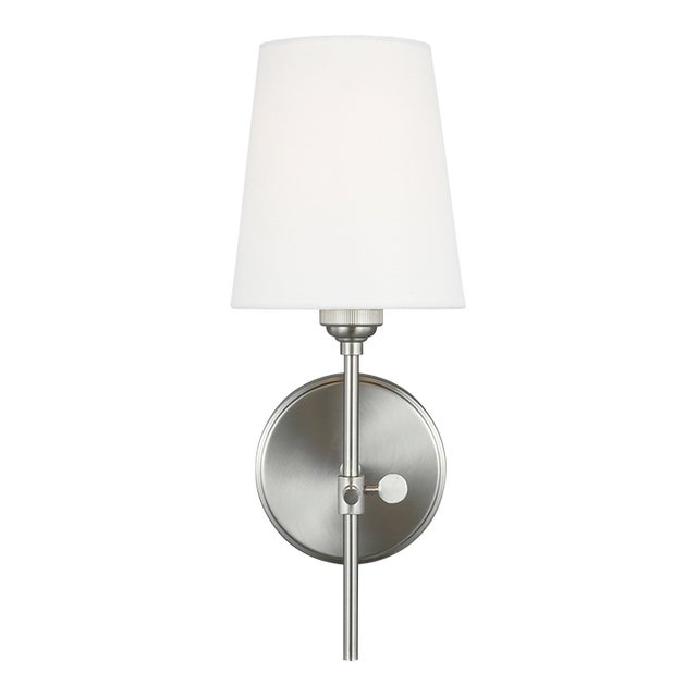 Thomas O'Brien By Visual Comfort Studio Baker 1-Light Bath Sconce in Brushed Nickel For Sale