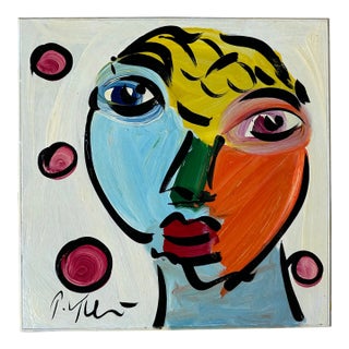 Original Abstract Portrait Painting by Peter Keil For Sale