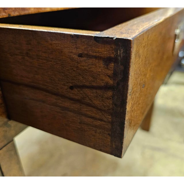 Brown Vintage Burlwood Campaign Style Writing Desk For Sale - Image 8 of 8