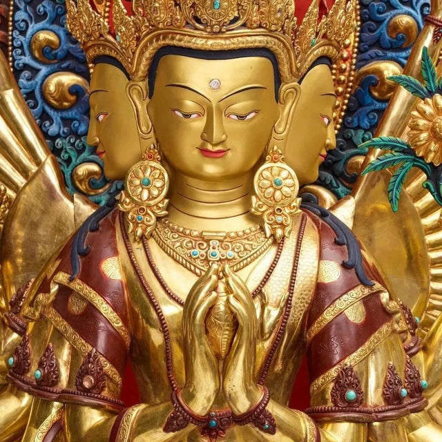 Monumental 88-Inch 24k Gilt Copper Thousand-Armed Avalokiteshvara, Nepal, 1980 For Sale - Image 4 of 17