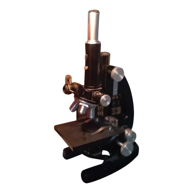 Vintage Bausch & Lomb Microscope in Original Locking Wood Case For Sale