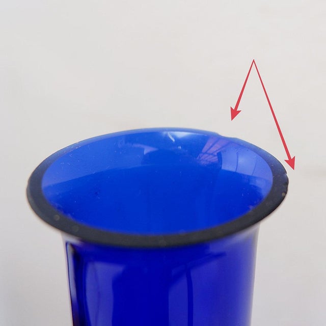 Vintage Handblown Cobalt Blue Glass Vases, Set of 2 For Sale - Image 10 of 12