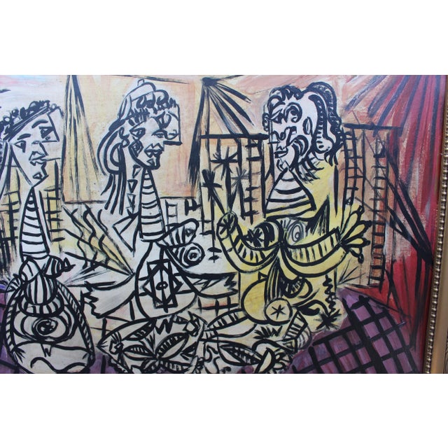 Pablo Picasso Mid-Century Modern Vintage Oil Painting After Picasso For Sale - Image 4 of 7