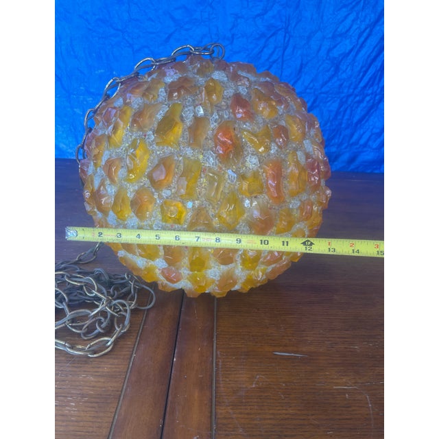 Mid-Century Modern Mid Century Modern Chunky Lucite Orange Rock Candy Hanging Swag Ball 1960's For Sale - Image 3 of 12