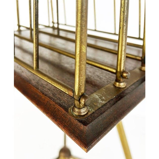 Jans of London Antique Revolving Magazine Stand in Brass and Mahogany For Sale - Image 10 of 11