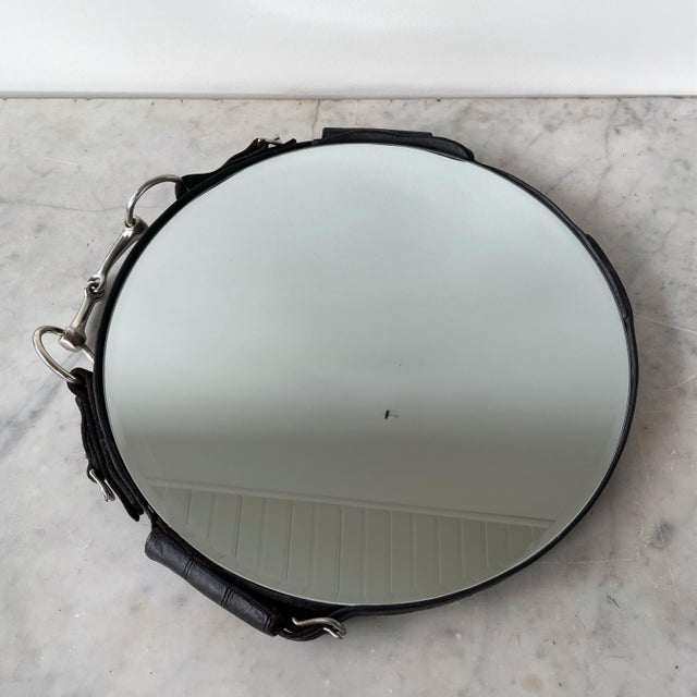 Round Mirror With a Leather Horse Bridle and Bit Trim Chairish