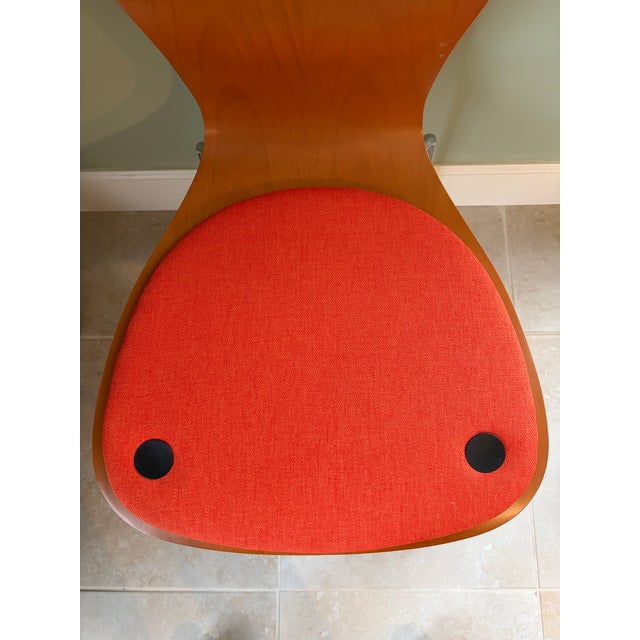 Wood Pair (2) MCM Knoll Studio Sprite Orange Molded Plywood Side Chairs For Sale - Image 7 of 16