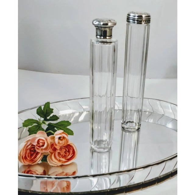 English Sterling Silver Glass Dresser Vanity Bottle For Sale - Image 11 of 13