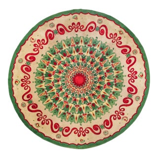 Signed Paule Leleu Vintage Art Deco Circle Rug, Green With Florals - Rug & Kilim For Sale