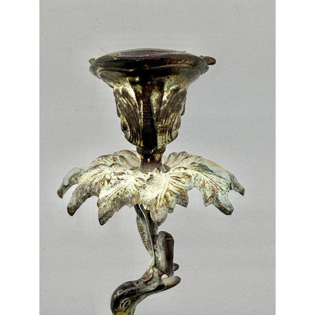 19th Century Neo Classical Grand Tour Bronze Heron Candle Holder For Sale - Image 10 of 15