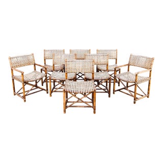 Vintage McGuire Antalya Dining Chairs in Bamboo & Laced Rawhide For Sale