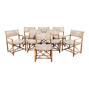 Vintage McGuire Antalya Dining Chairs in Bamboo & Laced Rawhide