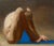 Introvert by Zack Zdrale | Oil on Panel Figure of a seated person with a bent posture. For Sale