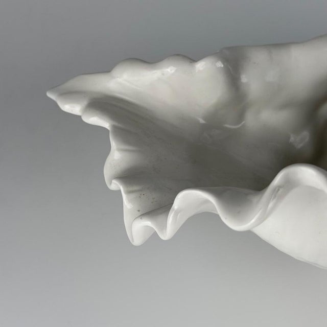 Large White Ceramic Shell Centerpiece by Alberto Smania for Studio Smania, Italy, 1970s For Sale - Image 6 of 12