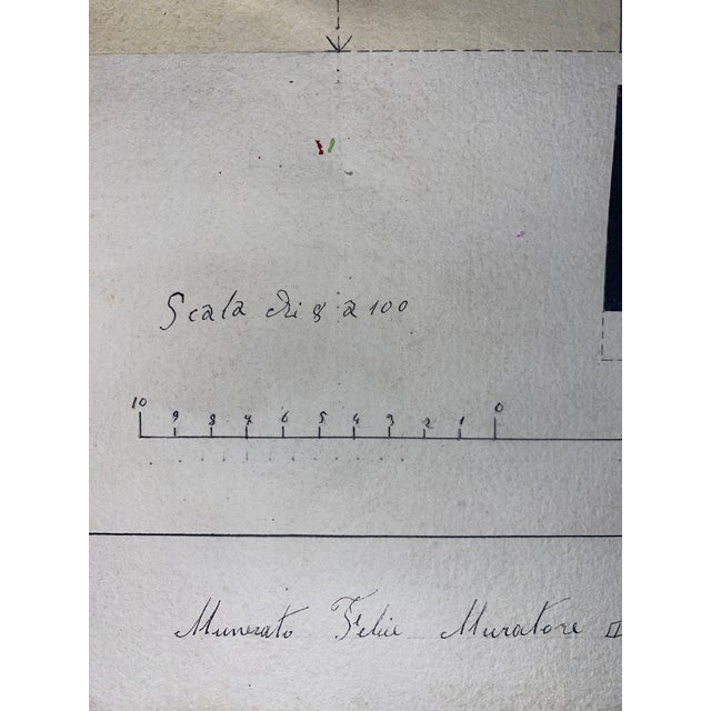 Beaux-Arts Antique Drawing (Venice) Stone Door & Lintel Dated (1910) For Sale - Image 3 of 3