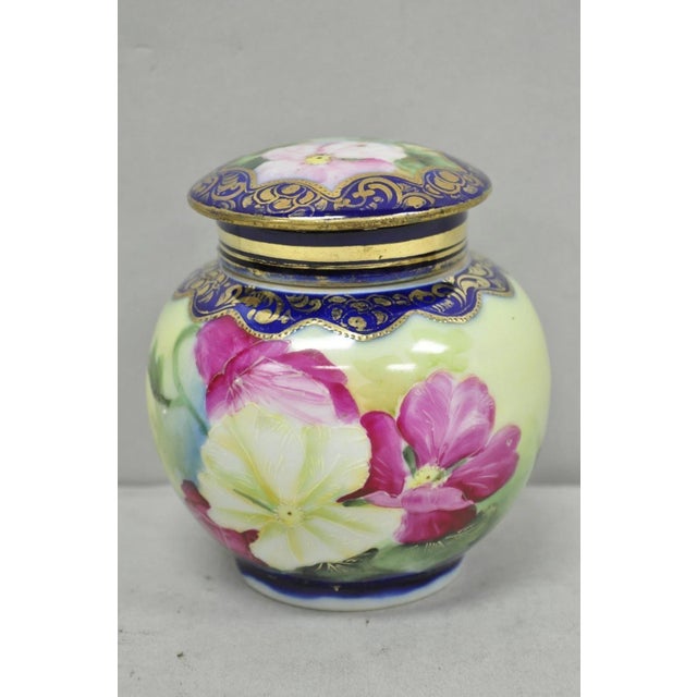 Antique I &Ec Co Japan Hand Painted Porcelain Cobalt Blue Covered Ginger Jar For Sale - Image 16 of 16
