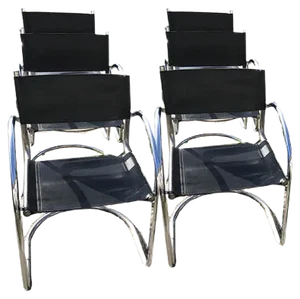VIntage Italian Bauhaus Chrome Dining Chairs, 1970s, Set of 6