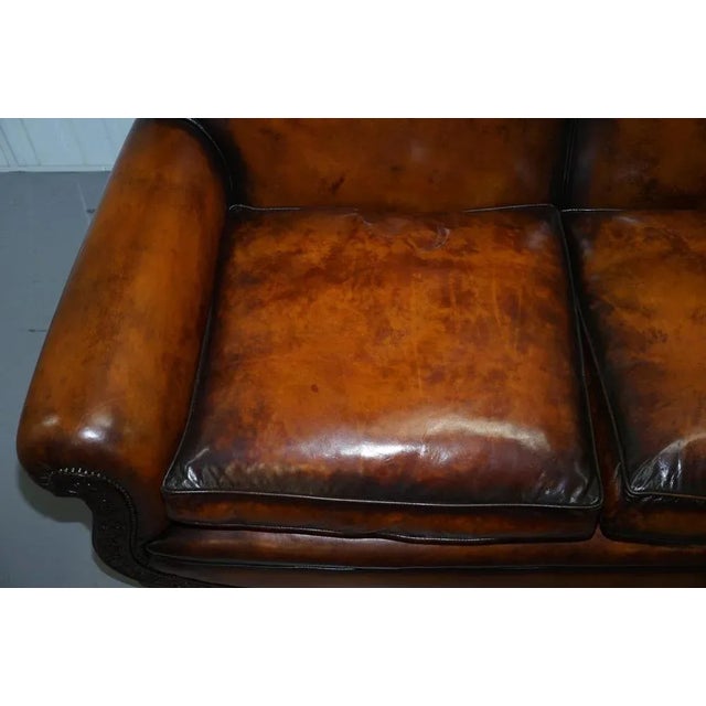 Brown Brown Leather Two Seat Sofa For Sale - Image 8 of 18