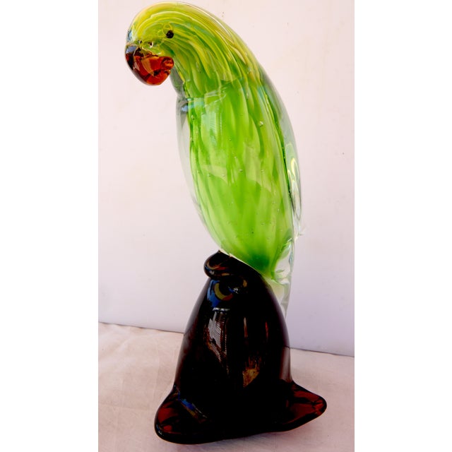 1970s Vintage Dynasty Gallery Murano-Style Cased Glass Parrot For Sale - Image 12 of 15