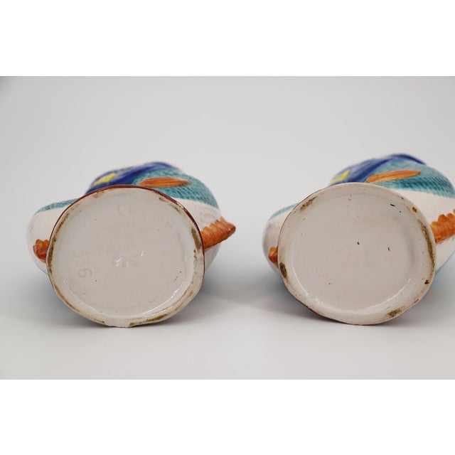 Antique Portuguese Palissy Ware Set of Two Gurgle Jugs, Pitcher, Earthenware For Sale - Image 17 of 18