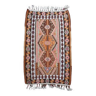 1970s Vintage Handmade Wool Cotton Chocolate Brown Runner Rug For Sale