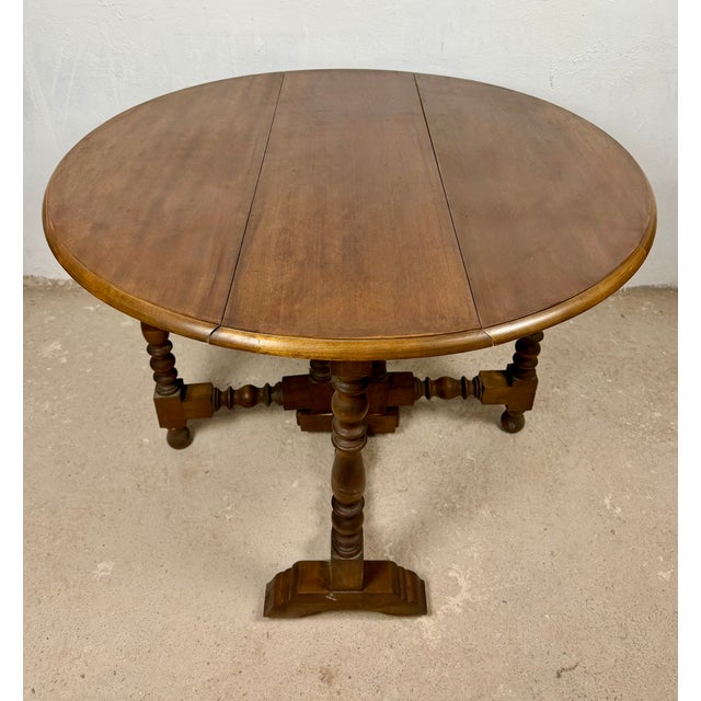 1940s Mid-Century Spanish Drop-Leaf Dining Table with Barley Twist Legs, 1940 For Sale - Image 5 of 10